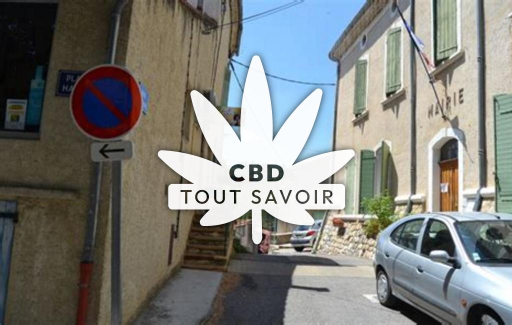 Village à Corbieres-en-Provence avec feuille Cannabis CBD