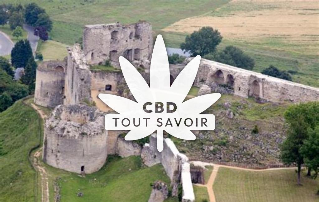 Village à Coucy-le-Chateau-Auffrique avec feuille Cannabis CBD