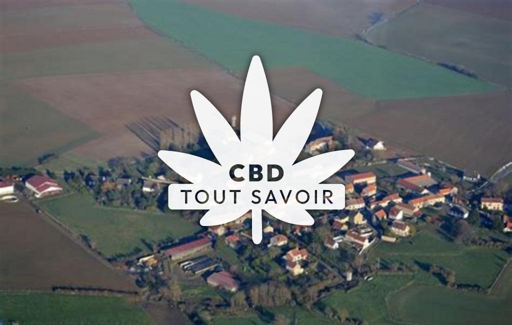 Village à Courchamps avec feuille Cannabis CBD