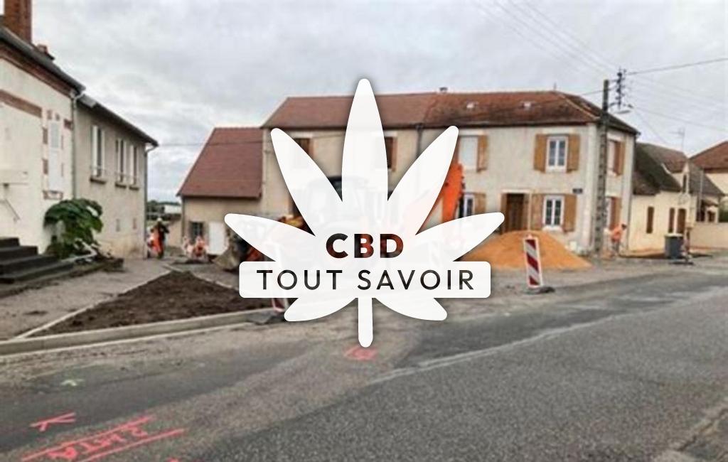 Village à Crechy avec feuille Cannabis CBD