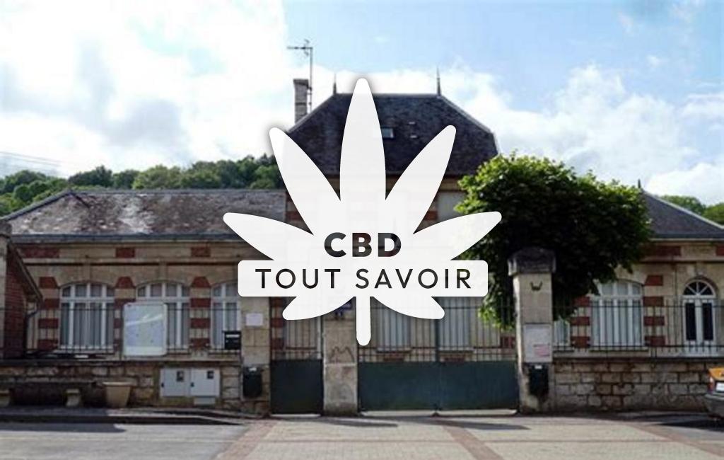 Village à Crecy-au-Mont avec feuille Cannabis CBD