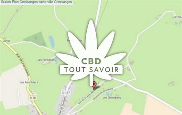 Village à Cressanges avec feuille Cannabis CBD