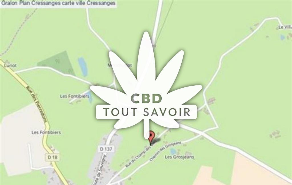 Village à Cressanges avec feuille Cannabis CBD