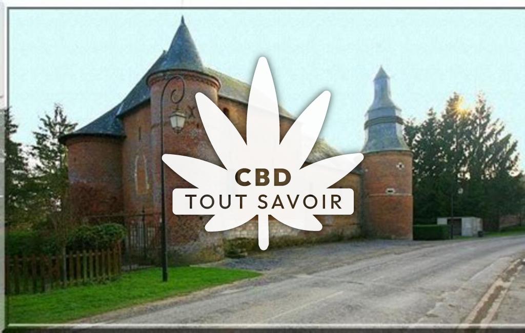 Village à Cuiry-les-Iviers avec feuille Cannabis CBD