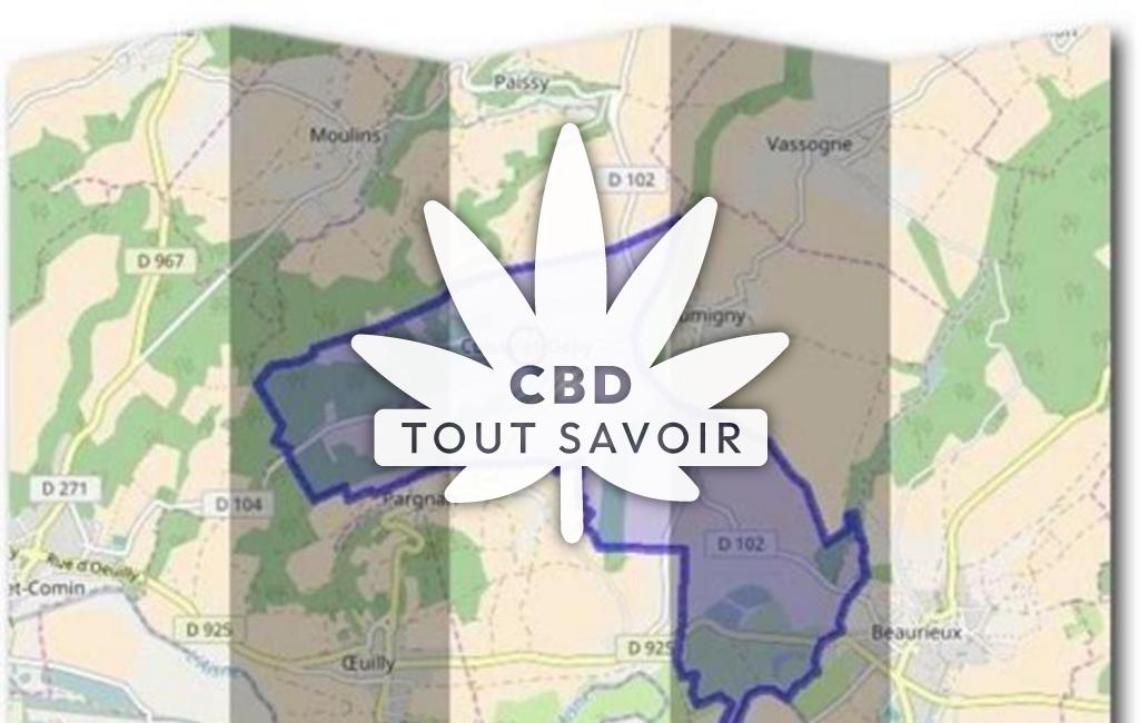 Village à Cuissy-Et-Geny avec feuille Cannabis CBD