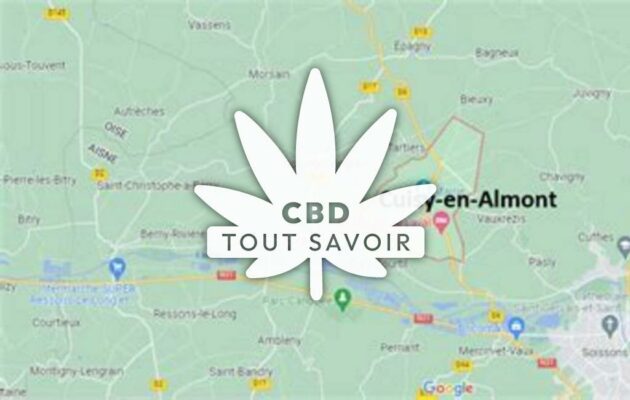 Village à Cuisy-en-Almont avec feuille Cannabis CBD