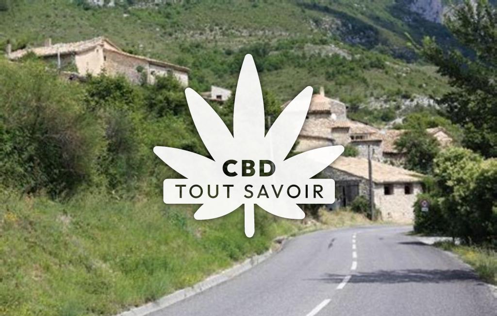 Village à Curel avec feuille Cannabis CBD