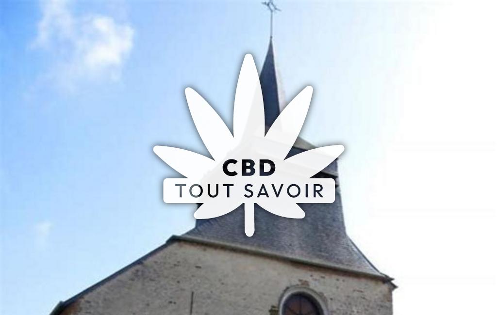 Village à Dagny-Lambercy avec feuille Cannabis CBD