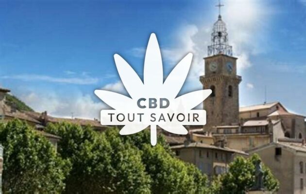 Village à Digne-les-Bains avec feuille Cannabis CBD