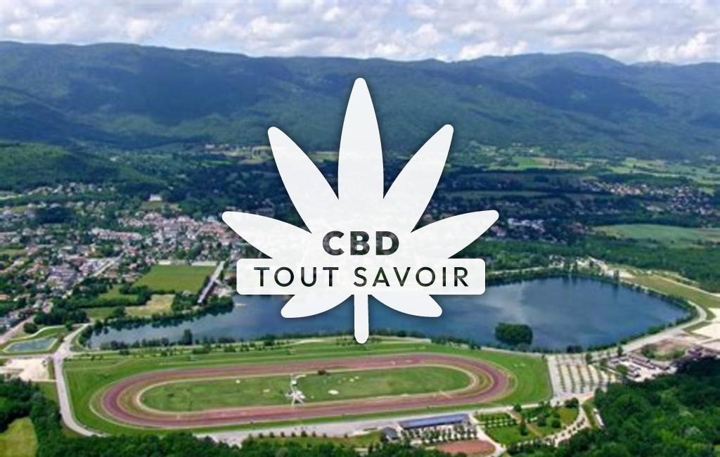 Village à Divonne-les-Bains avec feuille Cannabis CBD