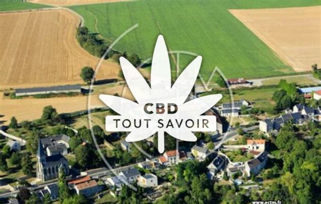 Village à Dommiers avec feuille Cannabis CBD