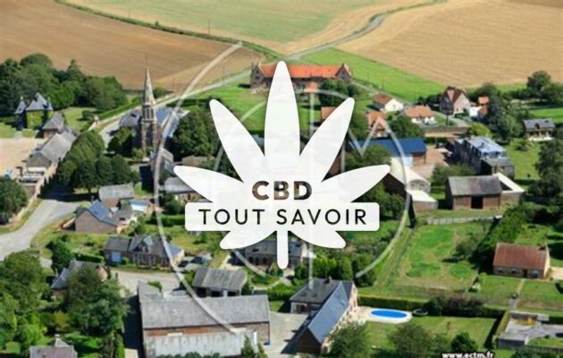 Village à Douchy avec feuille Cannabis CBD