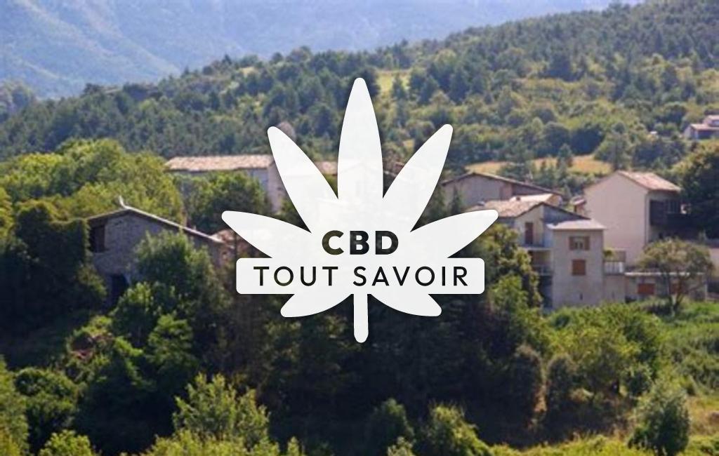 Village à Draix avec feuille Cannabis CBD