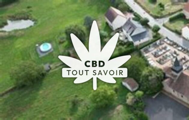 Village à Durdat-Larequille avec feuille Cannabis CBD