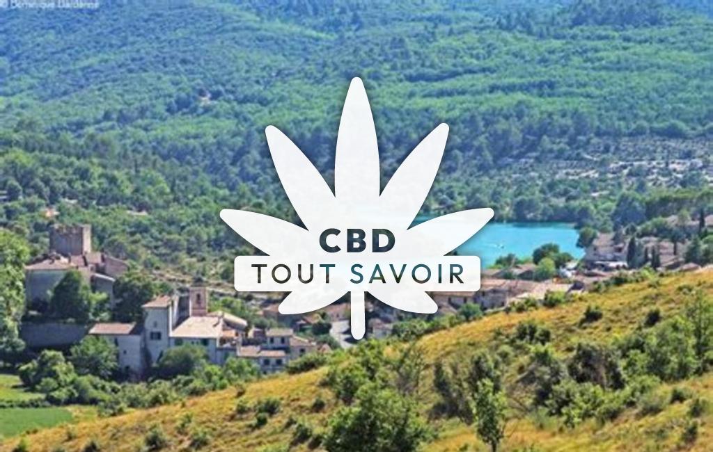 Village à Esparron-de-Verdon avec feuille Cannabis CBD