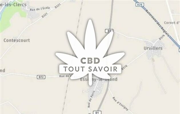 Village à Essigny-le-Grand avec feuille Cannabis CBD