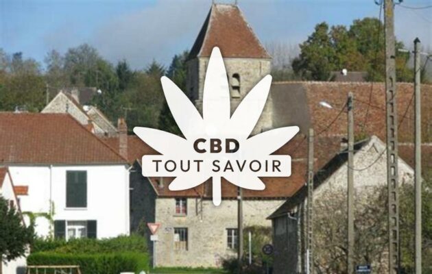 Village à Essises avec feuille Cannabis CBD