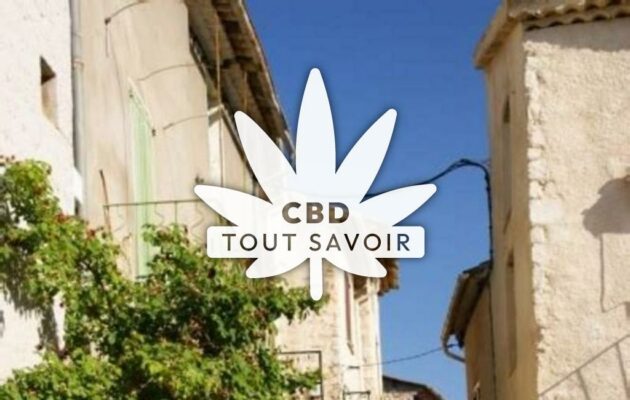 Village à Estoublon avec feuille Cannabis CBD