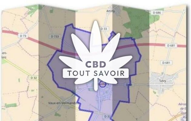 Village à Etreillers avec feuille Cannabis CBD