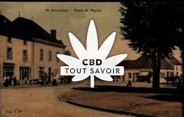 Village à Etroussat avec feuille Cannabis CBD