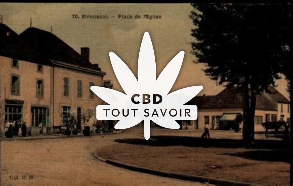 Village à Etroussat avec feuille Cannabis CBD