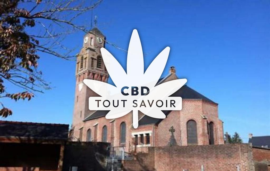 Village à Fesmy-le-Sart avec feuille Cannabis CBD