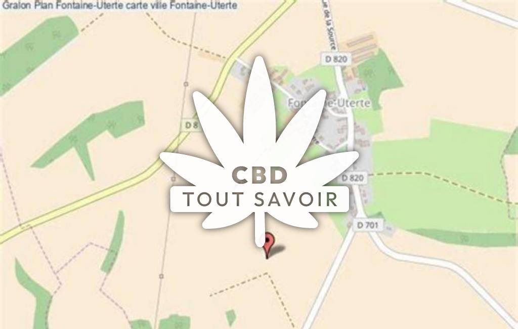 Village à Fontaine-Uterte avec feuille Cannabis CBD