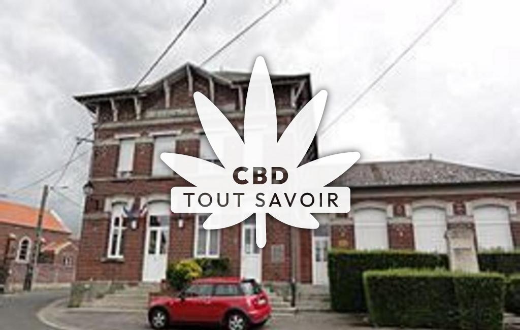 Village à Fresnes-sous-Coucy avec feuille Cannabis CBD