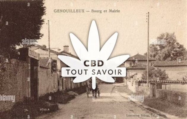 Village à Genouilleux avec feuille Cannabis CBD