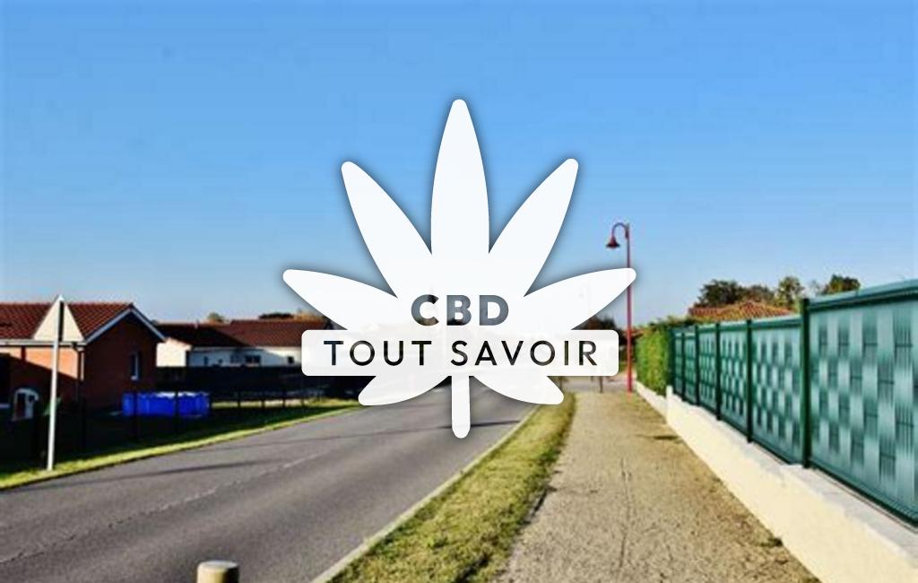 Village à Grieges avec feuille Cannabis CBD