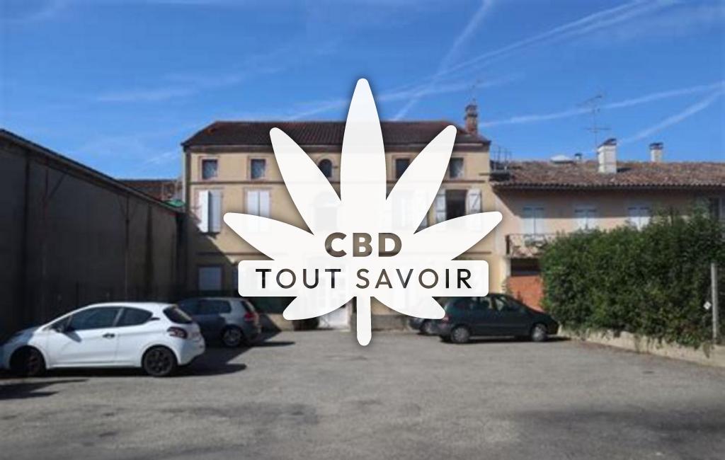 Village à Grisolles avec feuille Cannabis CBD