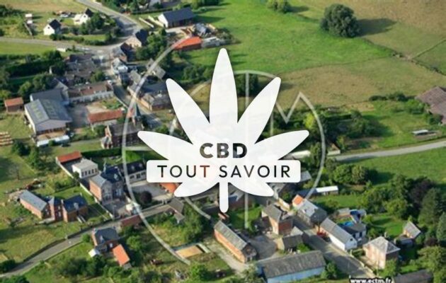 Village à Guivry avec feuille Cannabis CBD