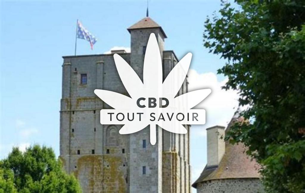 Village à Huriel avec feuille Cannabis CBD