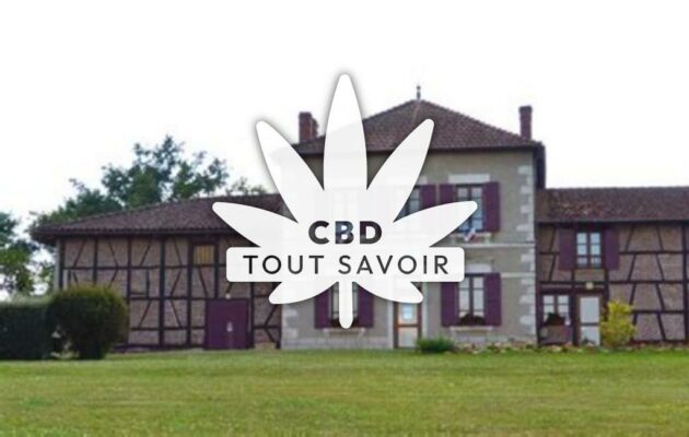 Village à Jayat avec feuille Cannabis CBD