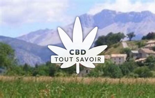 Village à La-Batie-Montsaleon avec feuille Cannabis CBD