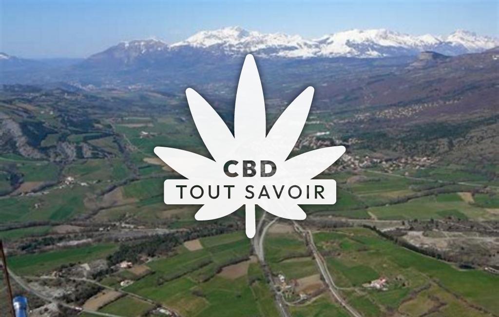 Village à La-Batie-Neuve avec feuille Cannabis CBD