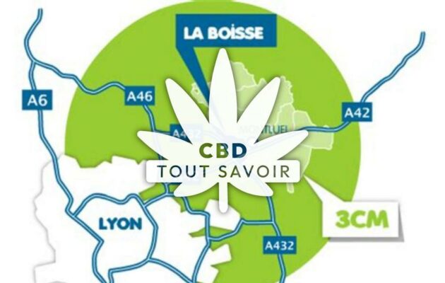 Village à La-Boisse avec feuille Cannabis CBD