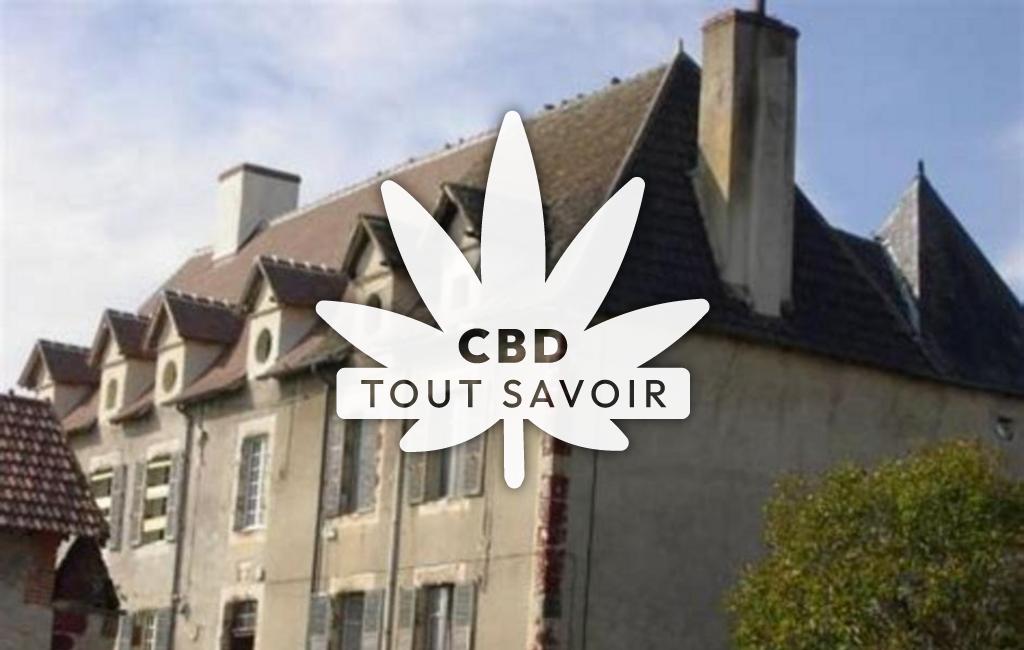 Village à La-Chapelaude avec feuille Cannabis CBD