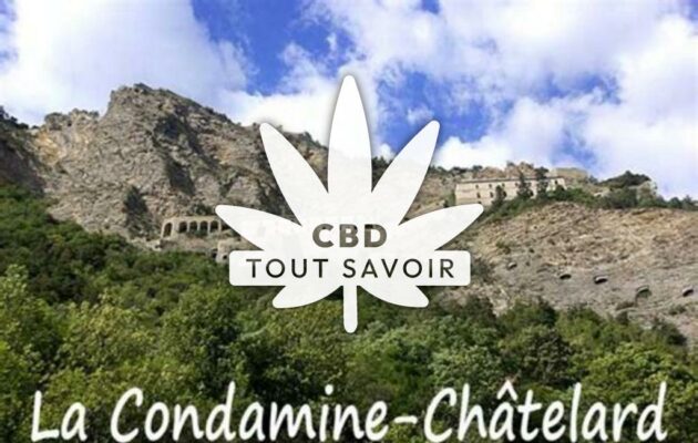 Village à La-Condamine-Chatelard avec feuille Cannabis CBD