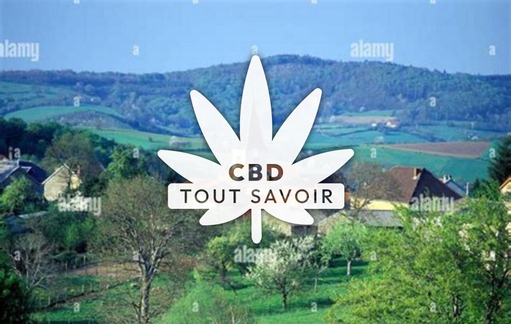 Village à La-Guillermie avec feuille Cannabis CBD