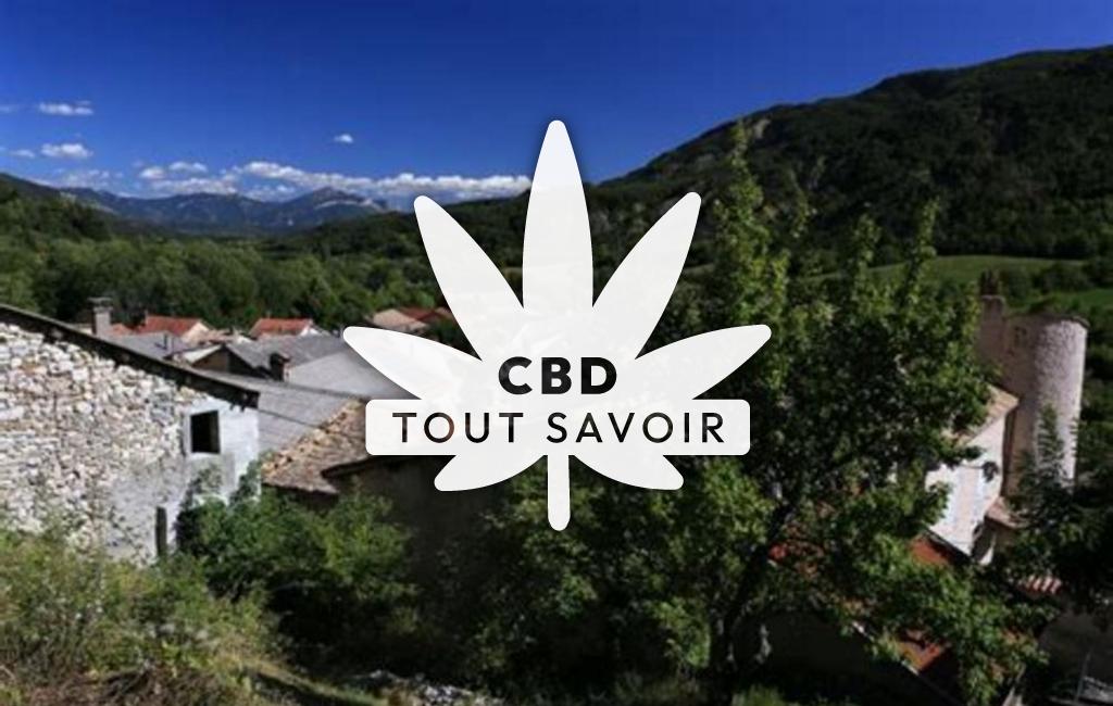 Village à La-Haute-Beaume avec feuille Cannabis CBD