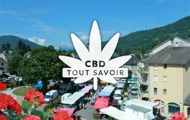 Village à La-Rochette avec feuille Cannabis CBD