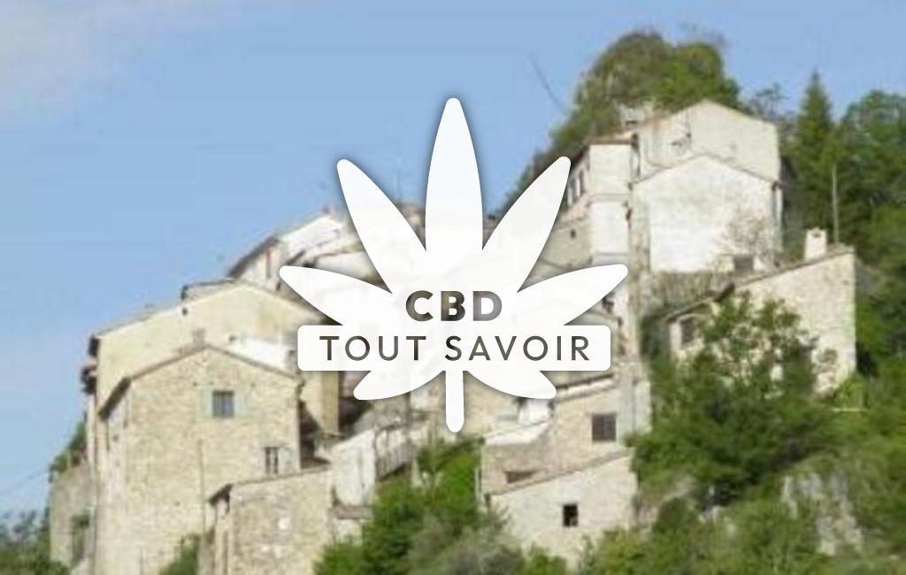 Village à La-Rochette avec feuille Cannabis CBD