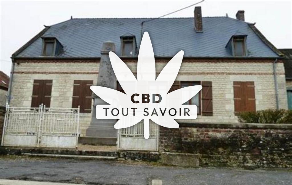 Village à La-Ville-aux-Bois-les-Dizy avec feuille Cannabis CBD