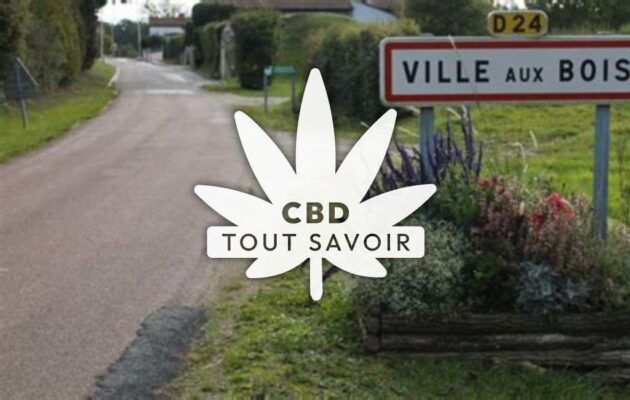 Village à La-Ville-aux-Bois-les-Pontavert avec feuille Cannabis CBD