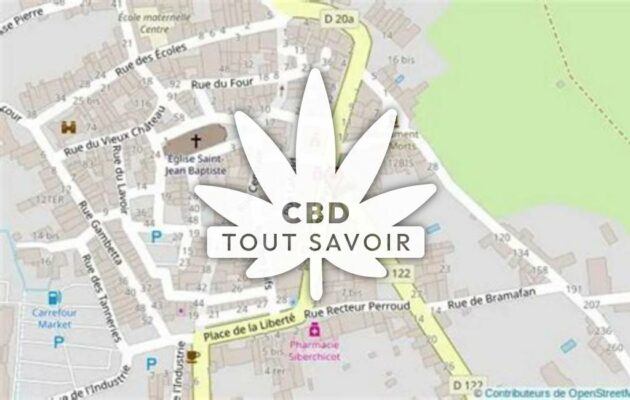 Village à Lagnieu avec feuille Cannabis CBD