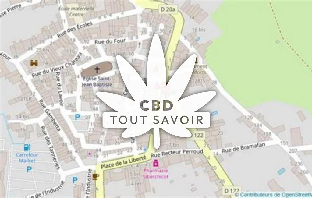 Village à Lagnieu avec feuille Cannabis CBD