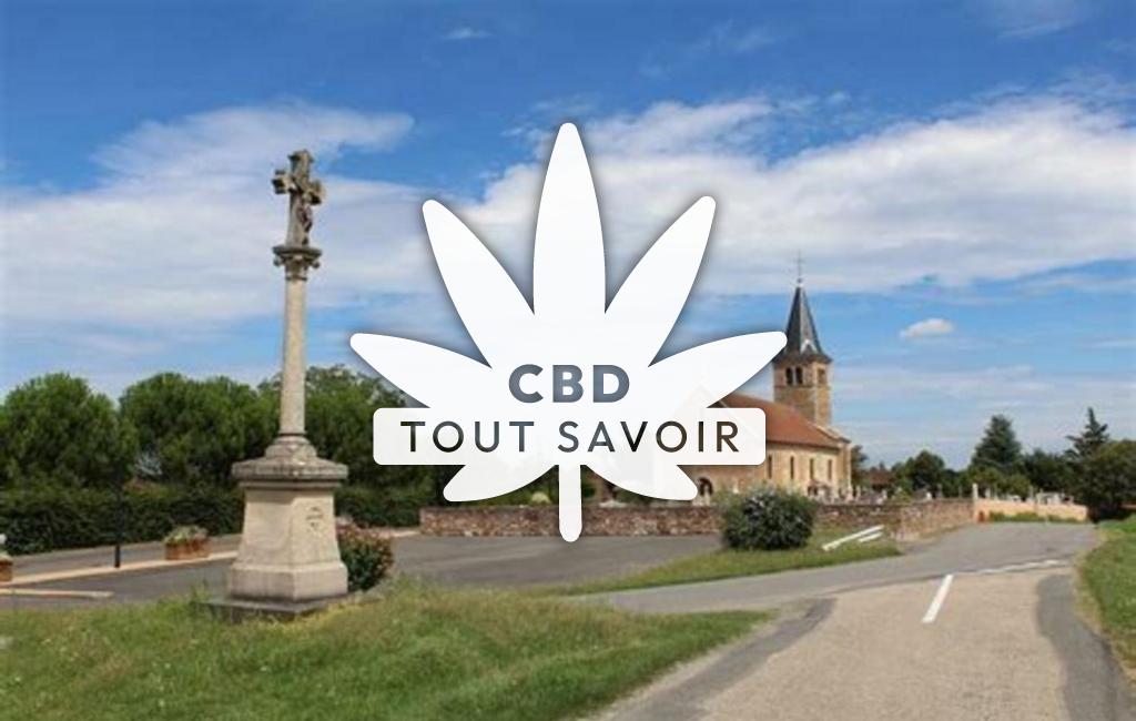 Village à Laiz avec feuille Cannabis CBD