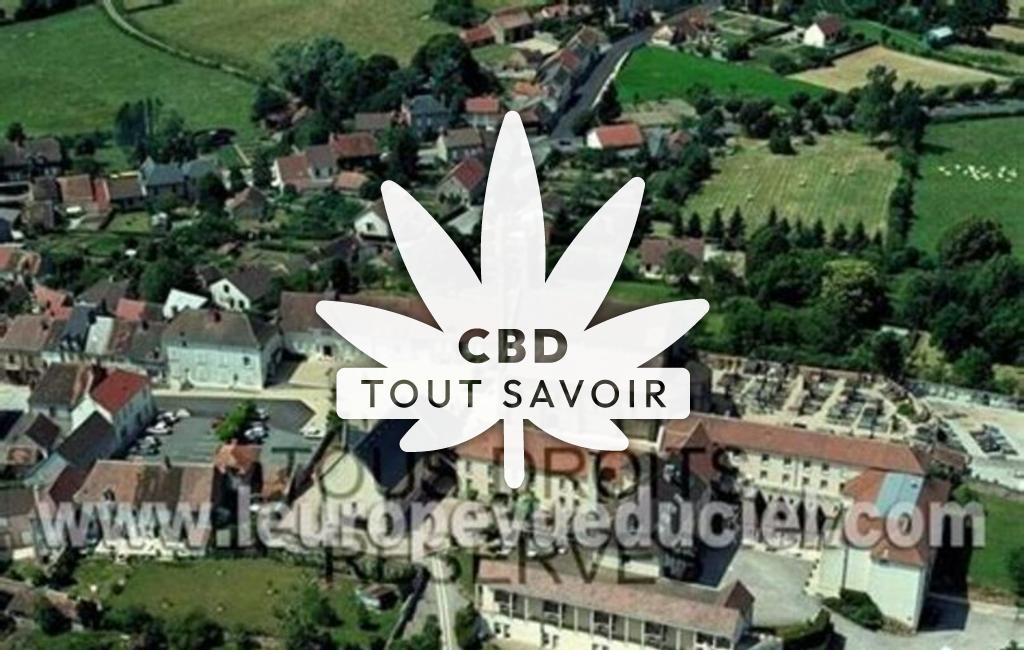 Village à Le-Montet avec feuille Cannabis CBD