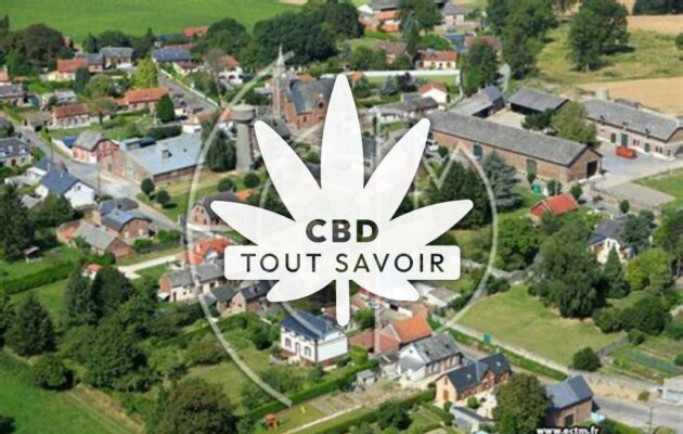 Village à Le-Verguier avec feuille Cannabis CBD